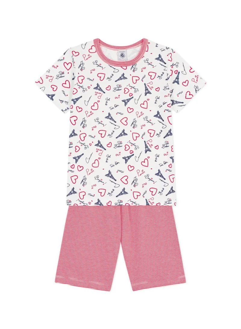 بيتي باتو Children's long-length Paris print cotton short pyjamas